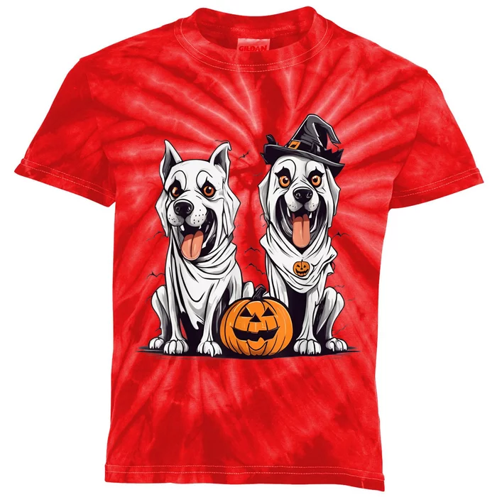 Dog Ghost Funny Halloween Mummy Dog Lover Matching Family Kids Tie-Dye T-Shirt