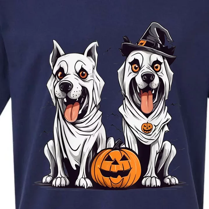 Dog Ghost Funny Halloween Mummy Dog Lover Matching Family Sueded Cloud Jersey T-Shirt