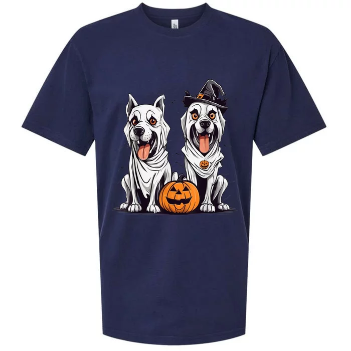 Dog Ghost Funny Halloween Mummy Dog Lover Matching Family Sueded Cloud Jersey T-Shirt