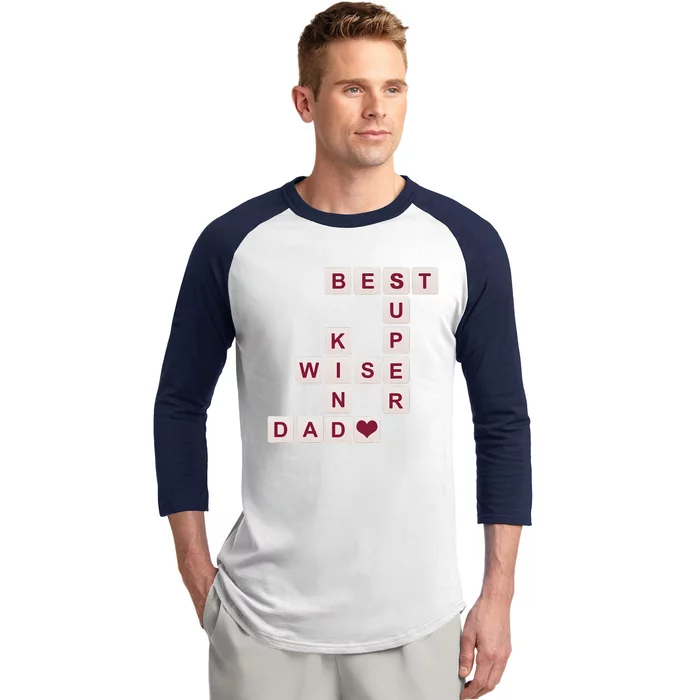 Dad Gift From Daughter From Son From Best Dad Crossword Baseball Sleeve Shirt