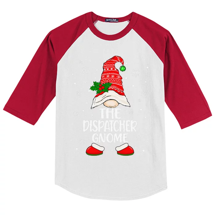 Dispatcher Gnome Funny Dispatch Christmas Pajama.png Kids Colorblock Raglan Jersey