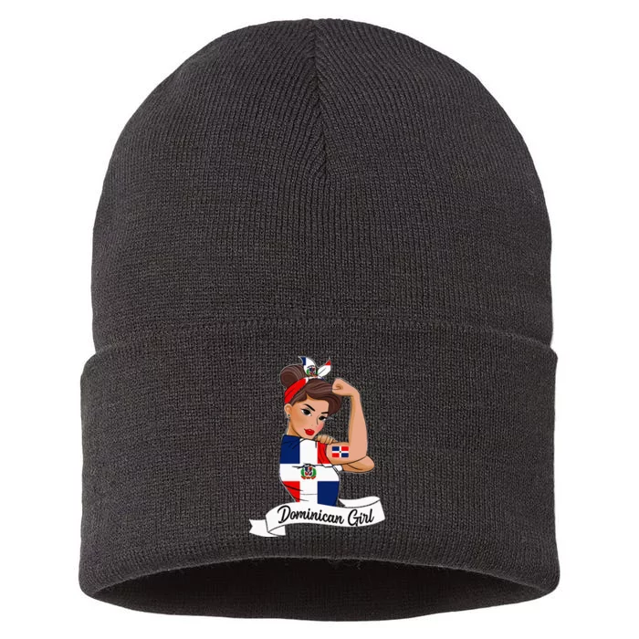 Dominicana Girl Flag RD Dominican Republic Women Pride Sustainable Knit Beanie