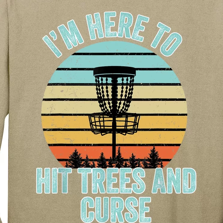 Disc Golf Funny Hit Trees And Curse Retro Disc Golf Gi T Tall Long Sleeve T-Shirt