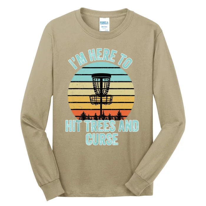 Disc Golf Funny Hit Trees And Curse Retro Disc Golf Gi T Tall Long Sleeve T-Shirt