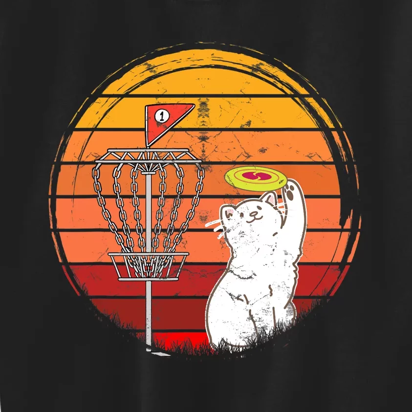 Disc Golf Frisbee Golf Disc Sport Players Cute Cat Lovers Kids Sweatshirt