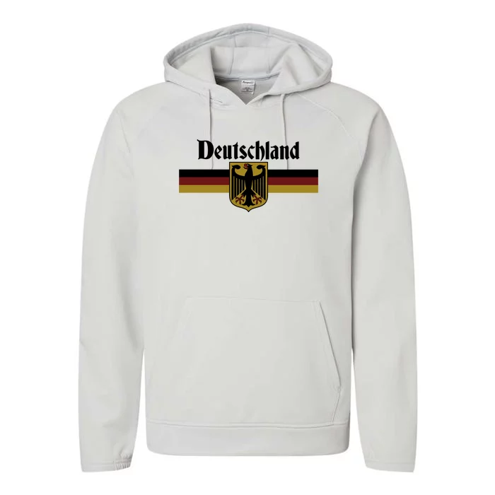 Deutschland Ger Flag Eagle Coat Of Arms Banner Vintage Great Gift Performance Fleece Hoodie