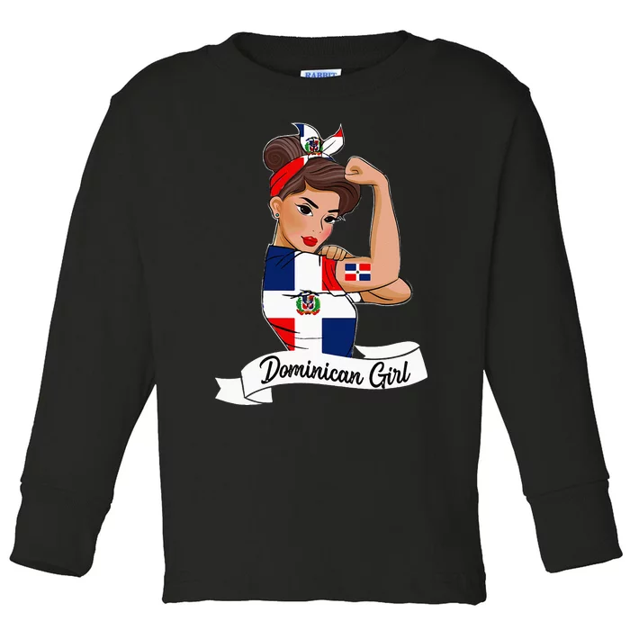 Dominicana Girl Flag RD Dominican Republic Women Pride Toddler Long Sleeve Shirt