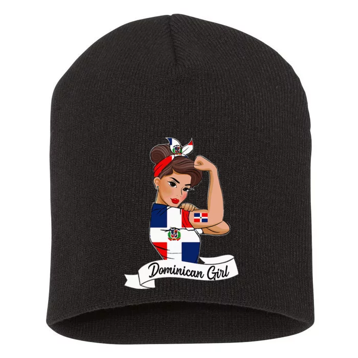 Dominicana Girl Flag RD Dominican Republic Women Pride Short Acrylic Beanie