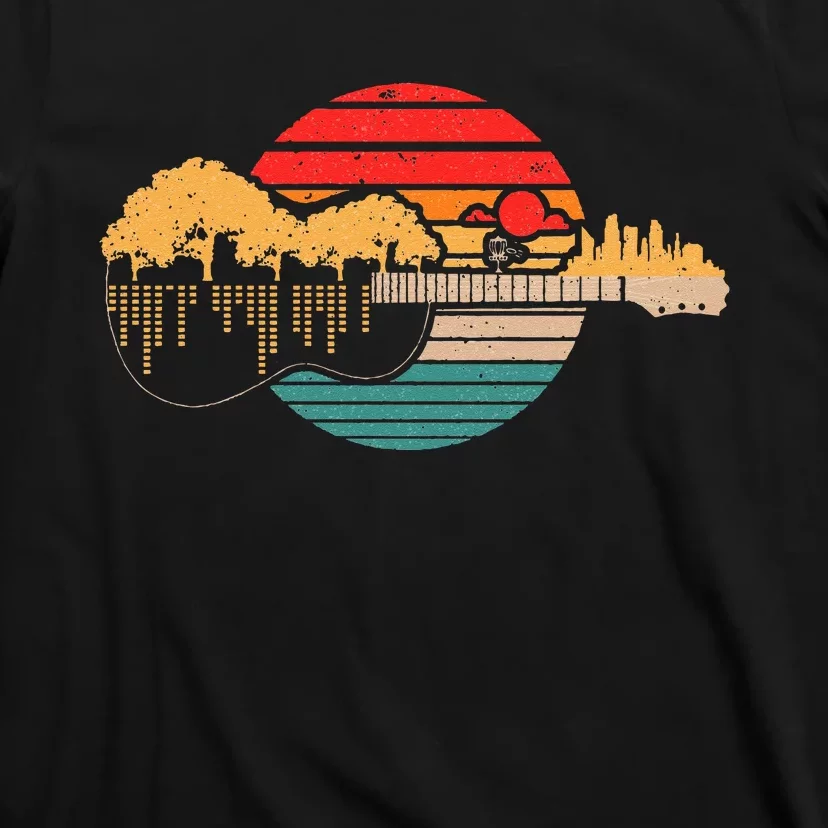 Disc Golf Flying Disc Disc Golf Sunset Guitar T-Shirt