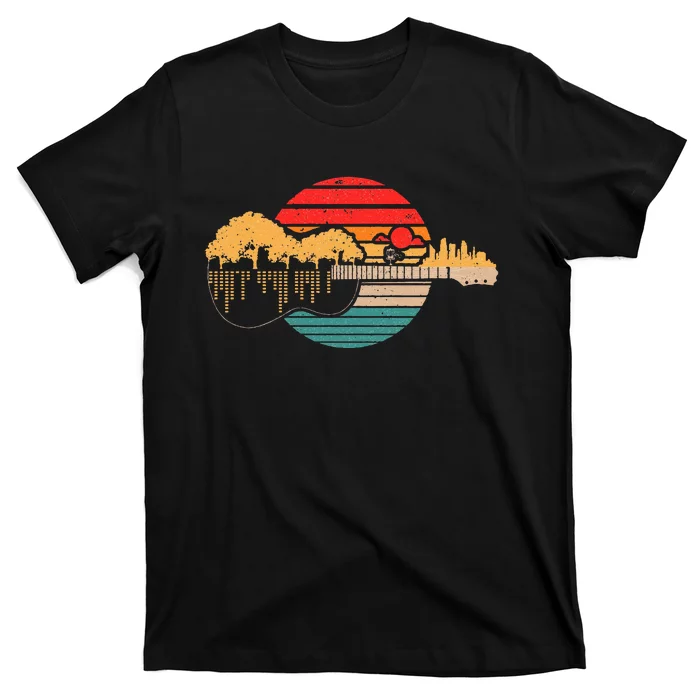 Disc Golf Flying Disc Disc Golf Sunset Guitar T-Shirt