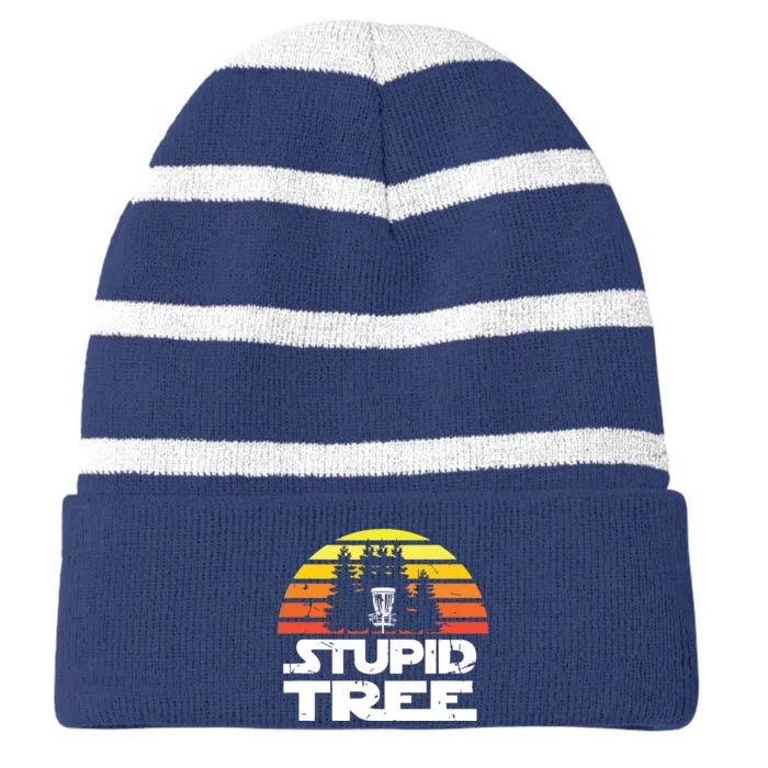 Disc Golf For Stupid Tree Frisbee Golf Striped Beanie with Solid Band