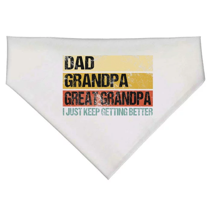 Dad Grandpa Great Grandpa I Just Keep Getting Better Vintage USA-Made Doggie Bandana