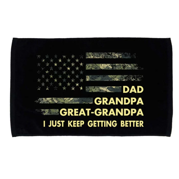 Dad Grandpa Great Grandpa Fathers Day Flag Gift Tee Microfiber Hand Towel