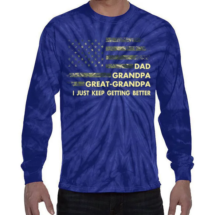 Dad Grandpa Great Grandpa Fathers Day Flag Gift Tee Tie-Dye Long Sleeve Shirt