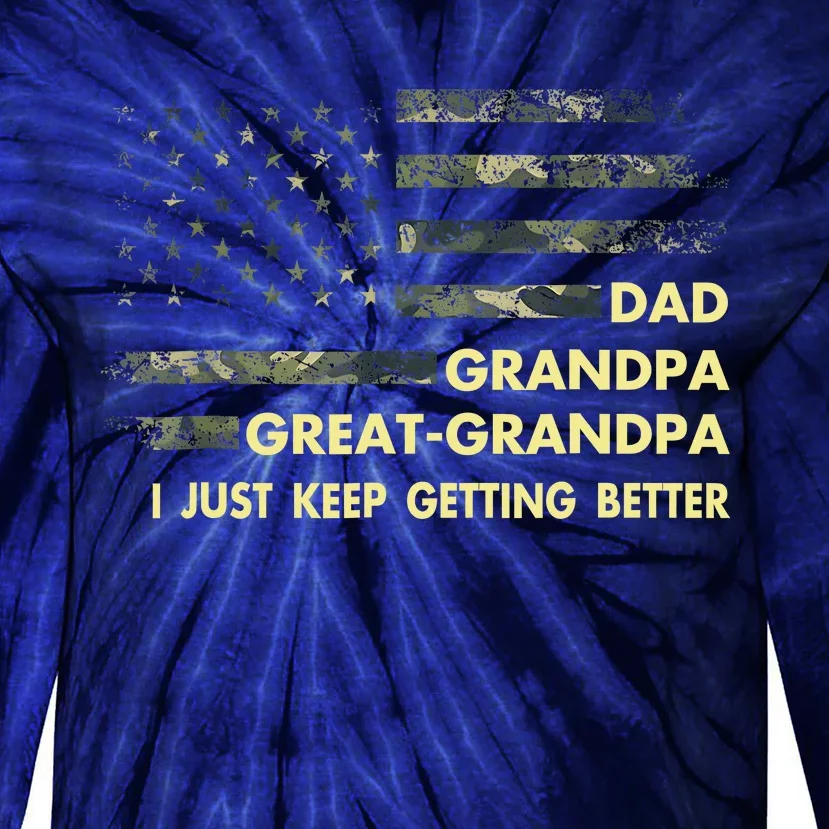 Dad Grandpa Great Grandpa Fathers Day Flag Gift Tee Tie-Dye Long Sleeve Shirt