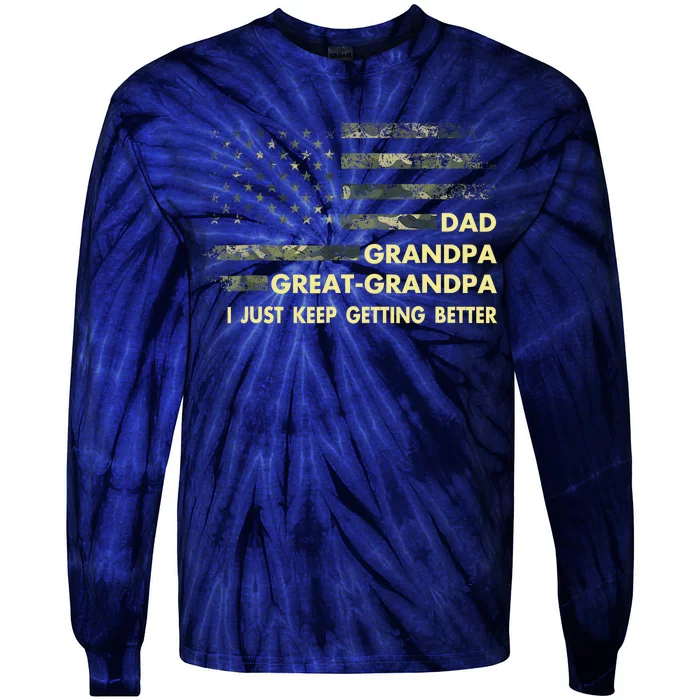 Dad Grandpa Great Grandpa Fathers Day Flag Gift Tee Tie-Dye Long Sleeve Shirt