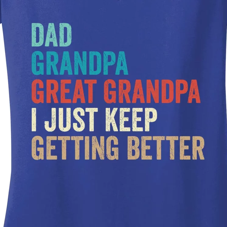 Dad Grandpa Great Grandpa Fathers Day Gift From Grand Funny Gift Women's V-Neck T-Shirt