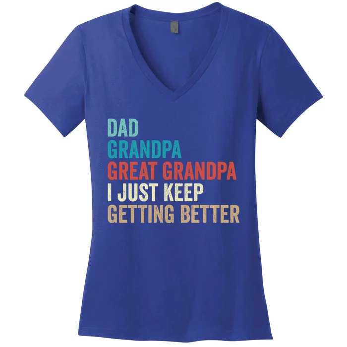 Dad Grandpa Great Grandpa Fathers Day Gift From Grand Funny Gift Women's V-Neck T-Shirt