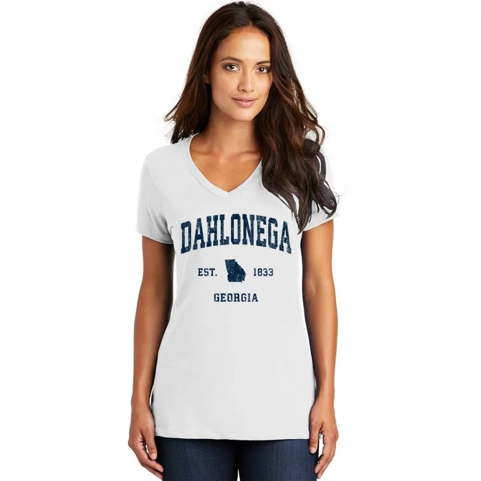 Dahlonega Georgia Ga Vintage Athletic Women's V-Neck T-Shirt