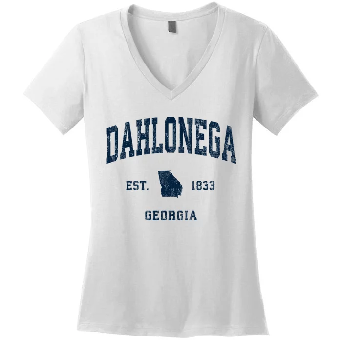 Dahlonega Georgia Ga Vintage Athletic Women's V-Neck T-Shirt