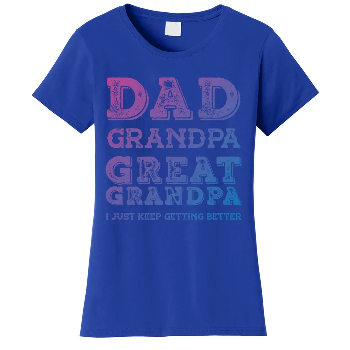 Dad Grandpa Great Grandpa I Just Keep Getting Better Funny Gift Women's T-Shirt