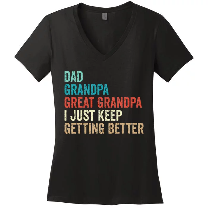 Dad Grandpa Great Grandpa Fathers Day Gift from Grand Women's V-Neck T-Shirt