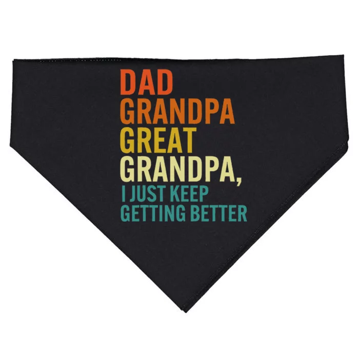 Dad Grandpa Great Grandpa I Just Keep Getting Better Retro USA-Made Doggie Bandana