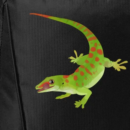 Day Gecko Green Gecko Lizard Drawing Reptile Lover Meaningful Gift City Backpack