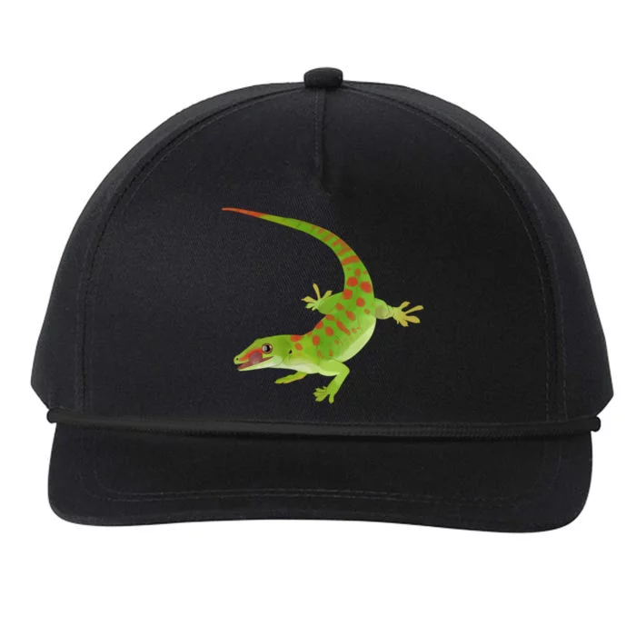 Day Gecko Green Gecko Lizard Drawing Reptile Lover Meaningful Gift Snapback Five-Panel Rope Hat