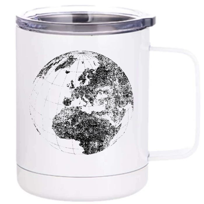 Distressed Globe, Grunge Effect World Earth Front & Back 12oz Stainless Steel Tumbler Cup