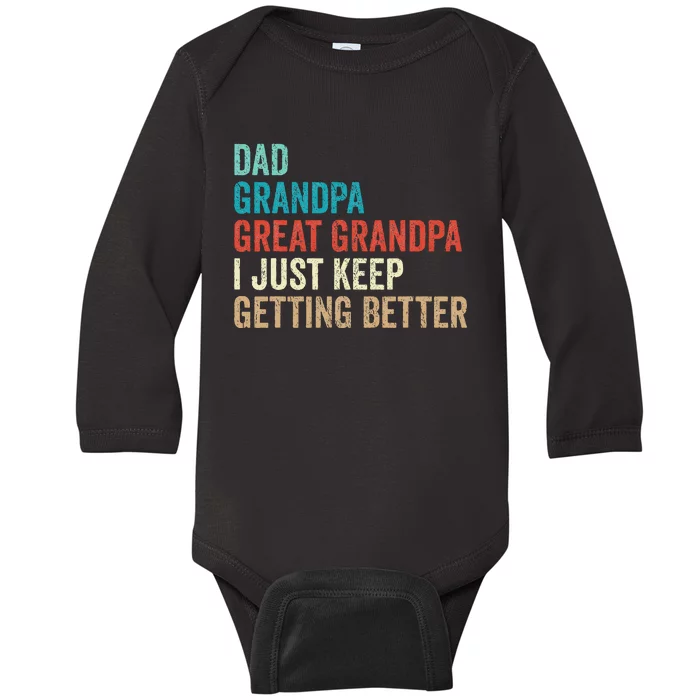 Dad Grandpa Great Grandpa Fathers Day Gift from Grand Baby Long Sleeve Bodysuit