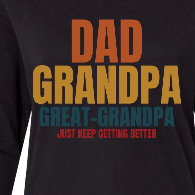 Dad Grandpa Great Grandpa Just Keep Getting Better Womens Cotton Relaxed Long Sleeve T-Shirt