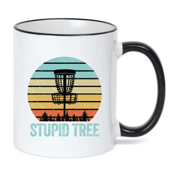 Disc Golf Gift Funny Stupid Tree Retro Disc Golf Gift Black Color Changing Mug