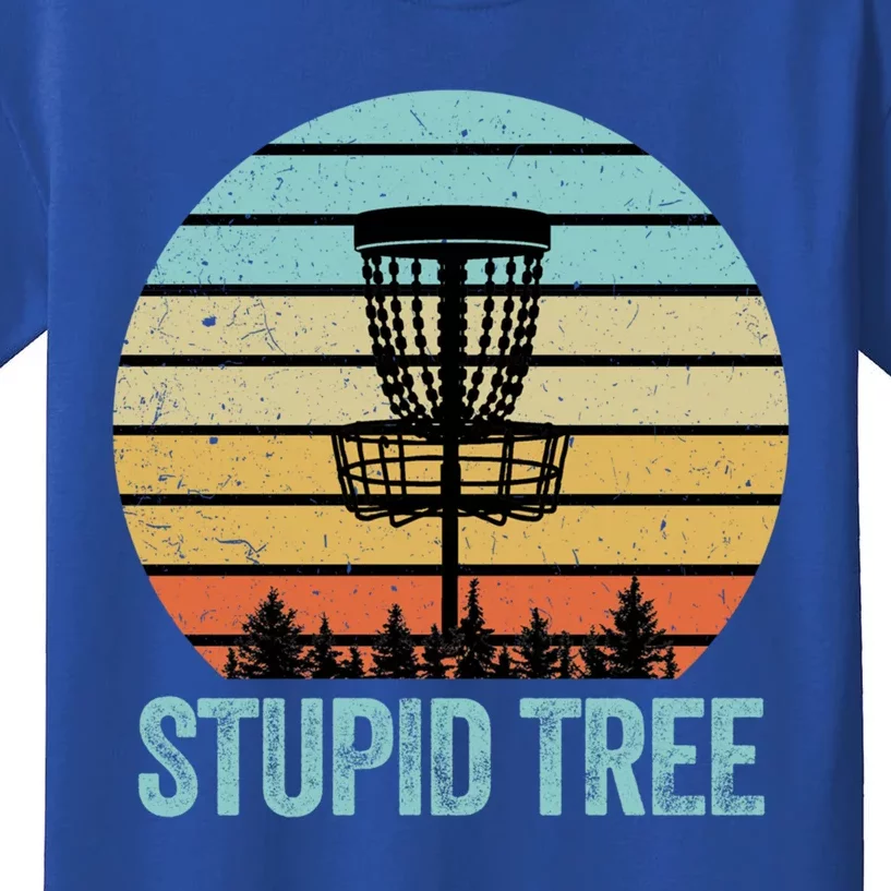 Disc Golf Gift Funny Stupid Tree Retro Disc Golf Gift Kids T-Shirt