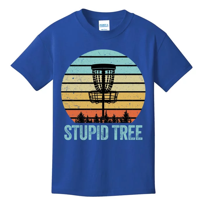 Disc Golf Gift Funny Stupid Tree Retro Disc Golf Gift Kids T-Shirt