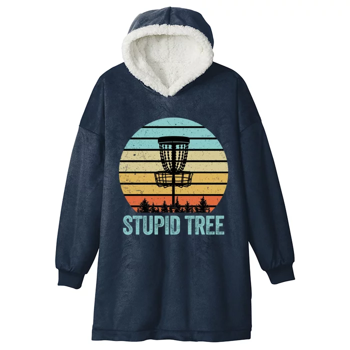 Disc Golf Gift Funny Stupid Tree Retro Disc Golf Gift Hooded Wearable Blanket