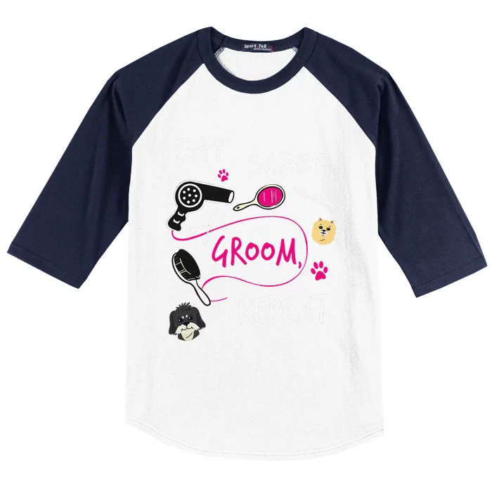 Dog Groomer Gift Funny Dog Grooming Dog Salon Baseball Sleeve Shirt