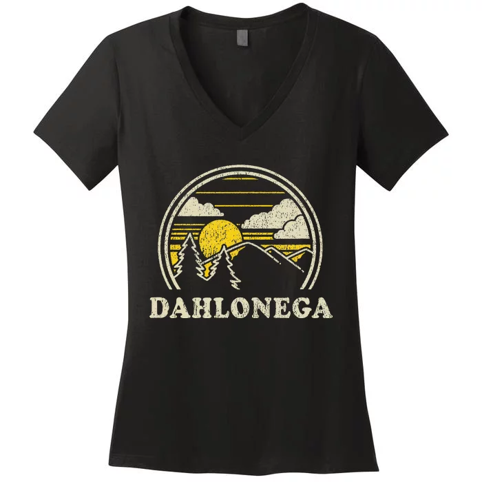 Dahlonega Georgia Ga Vintage Hiking Mountains Women's V-Neck T-Shirt