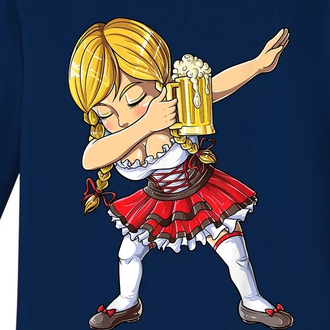 Dabbing German Girl Gift Oktoberfest Women Dirndl Beer Great Gift Baby Long Sleeve Bodysuit