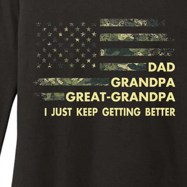 Dad Grandpa Great Grandpa Fathers Day Flag Gift Tee Womens CVC Long Sleeve Shirt