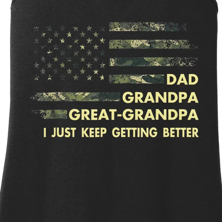 Dad Grandpa Great Grandpa Fathers Day Flag Gift Tee Ladies Essential Tank