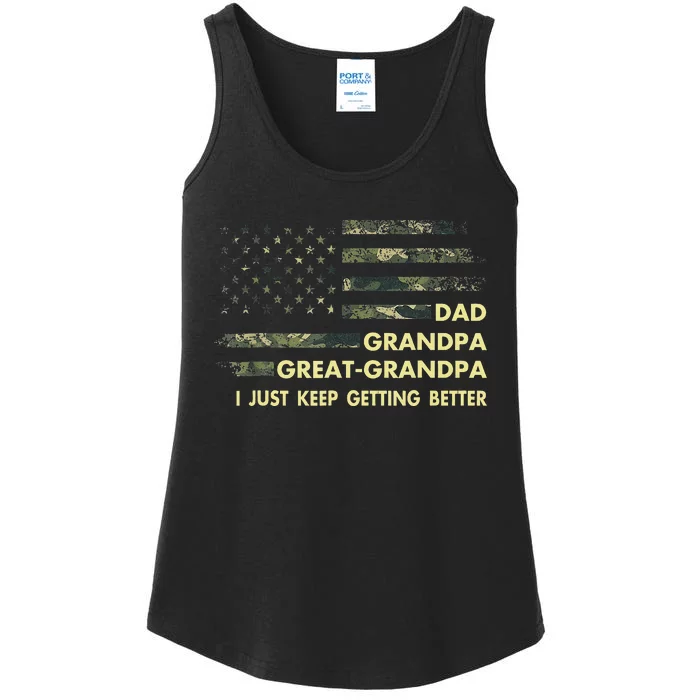 Dad Grandpa Great Grandpa Fathers Day Flag Gift Tee Ladies Essential Tank