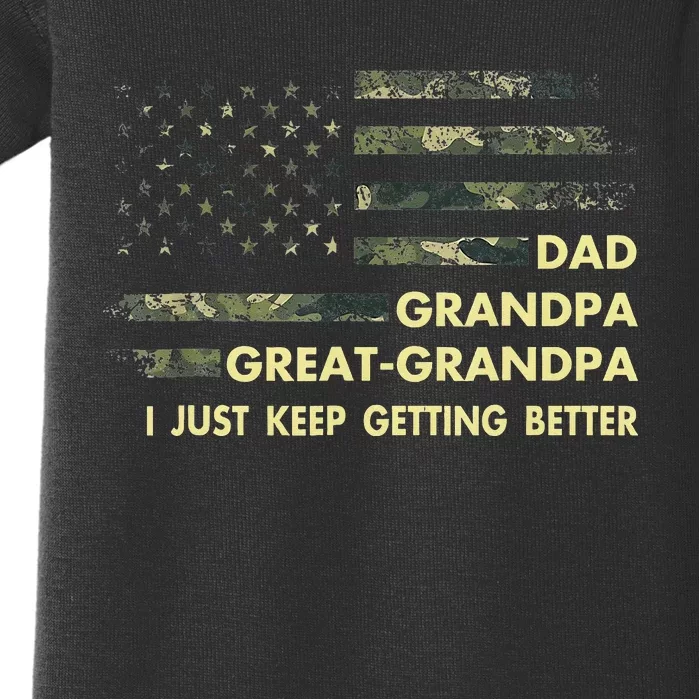 Dad Grandpa Great Grandpa Fathers Day Flag Gift Tee Baby Bodysuit