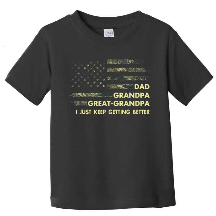 Dad Grandpa Great Grandpa Fathers Day Flag Gift Tee Toddler T-Shirt