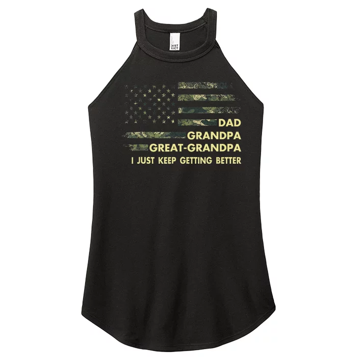 Dad Grandpa Great Grandpa Fathers Day Flag Gift Tee Women’s Perfect Tri Rocker Tank