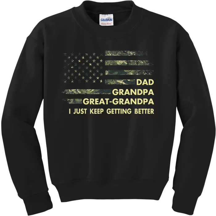 Dad Grandpa Great Grandpa Fathers Day Flag Gift Tee Kids Sweatshirt