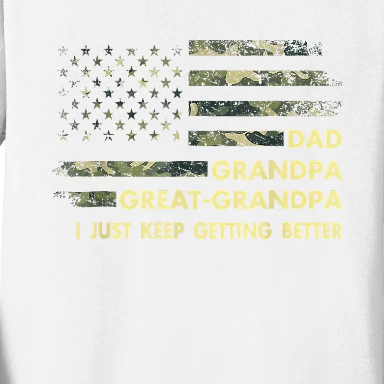 Dad Grandpa Great Grandpa Fathers Day Flag Gift Kids Long Sleeve Shirt