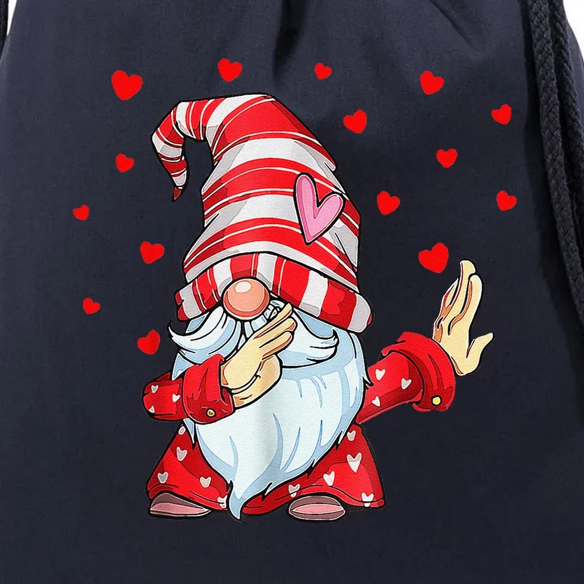 Dabbing Gnomes Heart Happy Valentines Day Couple Gifts Drawstring Bag