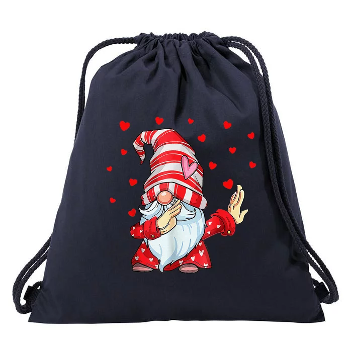 Dabbing Gnomes Heart Happy Valentines Day Couple Gifts Drawstring Bag