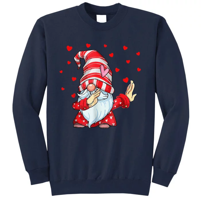 Dabbing Gnomes Heart Happy Valentines Day Couple Gifts Tall Sweatshirt